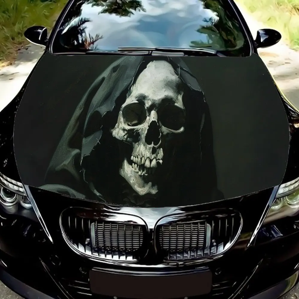 

Dark Reaper Art Design Car Vinyl Wrap, PVC Waterproof Car Hood Sticker, Self-Adhesive Scratch-Resistant Stickers for Engine Cove