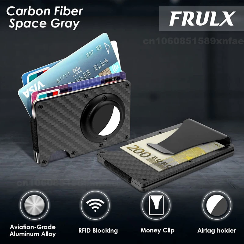 Men's Tactical Wallet Slim Credit Card Holder with AirTag Slot RFID Blocking Minimalist Front Clip Smart Purses Gift for Men