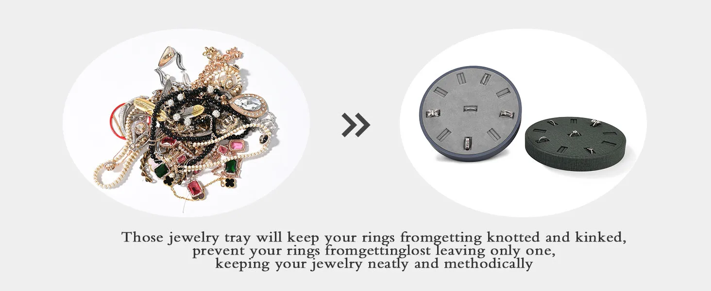 Oirlv Großraumiges Ringtablett, Rundes Ring-Präsentationstablett, Schmuck-Präsentationstablett, Ringaufbewahrung, Urlaubsgeschenk, Tragbar für Reisen – Detail 5