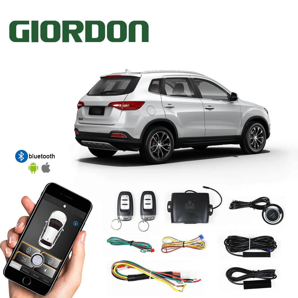 GIORDON Car Alarm Remote Control Car Keyless Entry Engine Start Alarm System Push Button Remote Starter Stop Auto