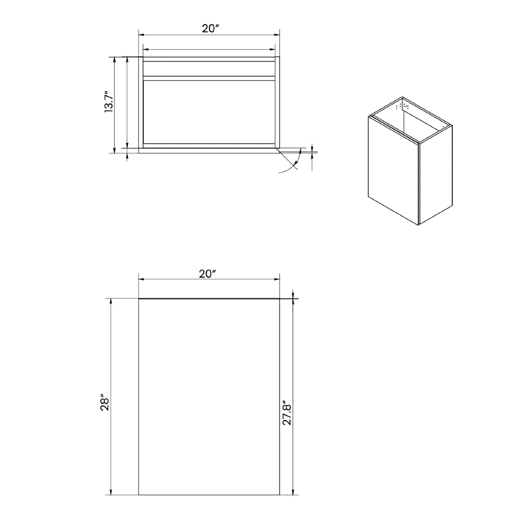 SH.KL 20" vaidade de banheiro de mármore branco com pia de cerâmica, armário de banheiro independente, KD, móveis de banheiro, vaidades
