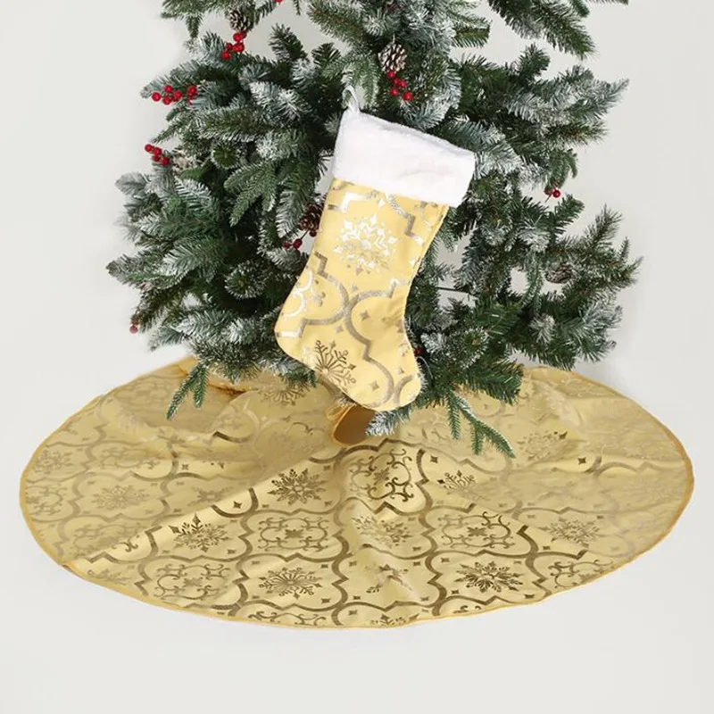 Bronzing Christmas Tree Skirt Christmas Sock 2 Piece Set 47in Colorful Navidad Xmas Tree Base Mat Ornament New Year Home Decor