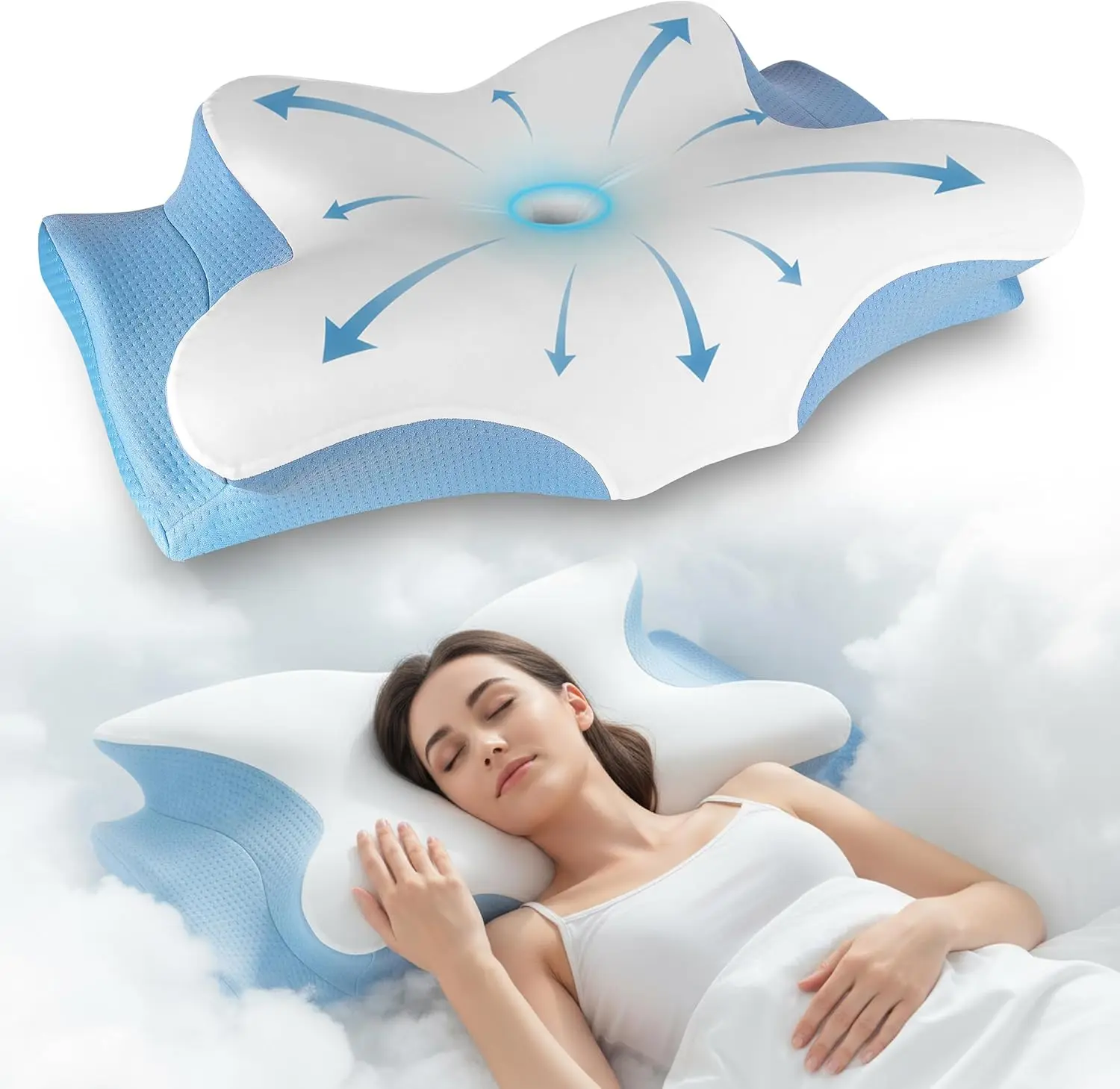 

Cooling Memory Foam Pillow for Neck Pain Relief, Ergonomic Support for Side Sleepers and Snoring