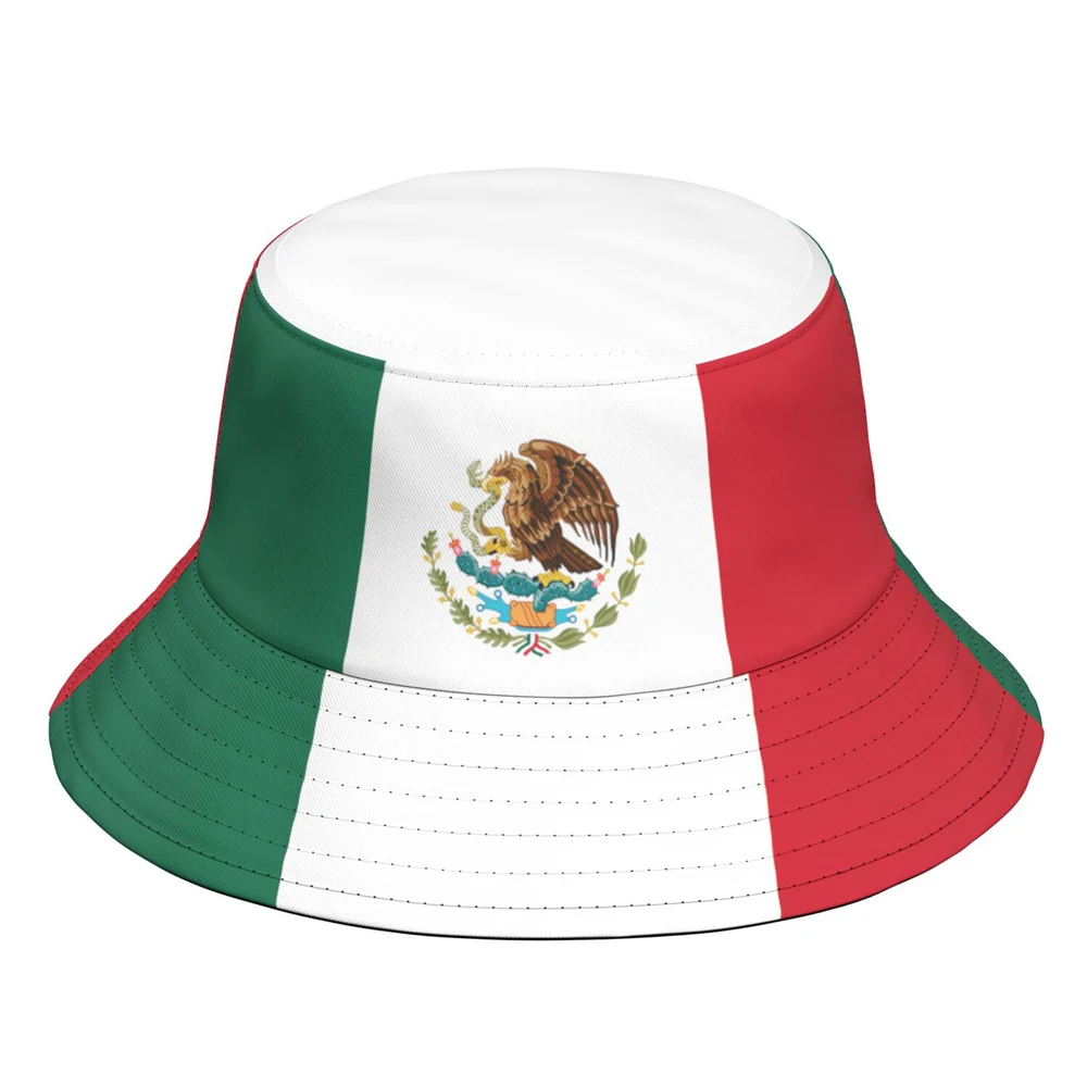 United States Of Mexico Fisherman Hats Custom Name Logo Bucket Cap Fishing Travel Spanish Nation Mexican Flags Photo Headgear