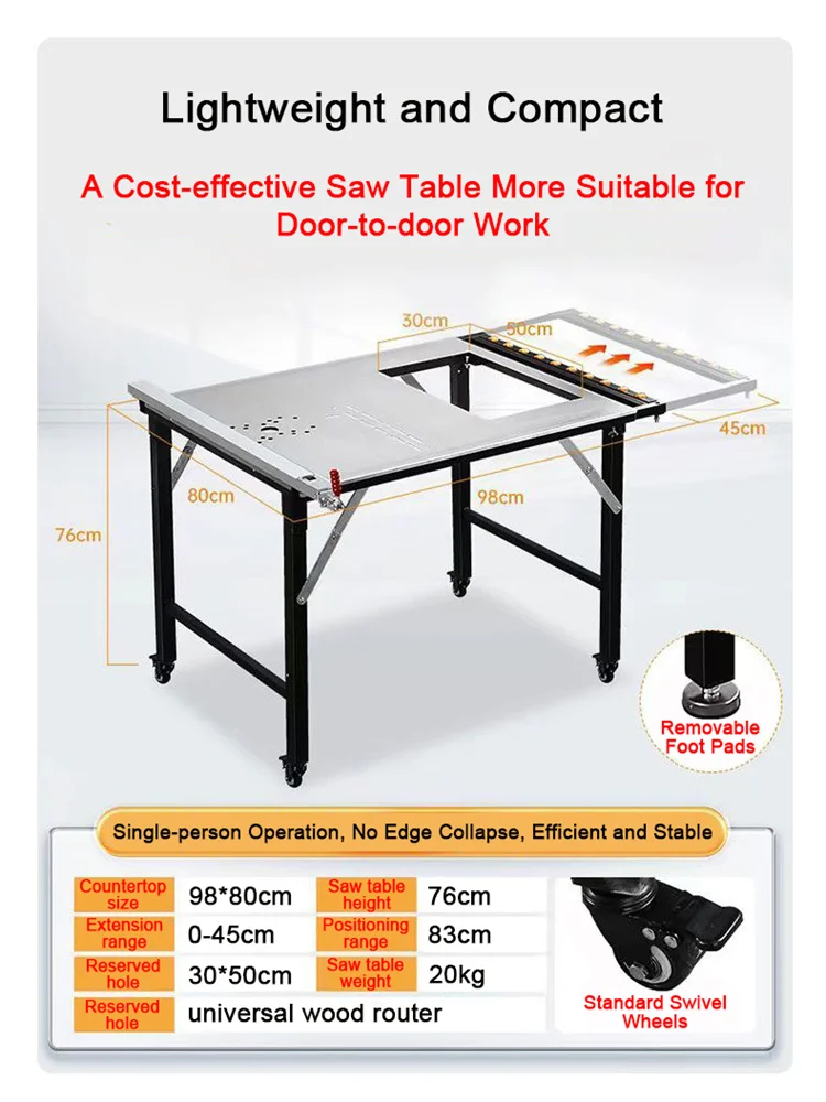 Wanjia Portable Woodworking Saw Table All-in-one Folding Saw Table Dust-free Cutting Saw Multi-function Sliding Table Saw