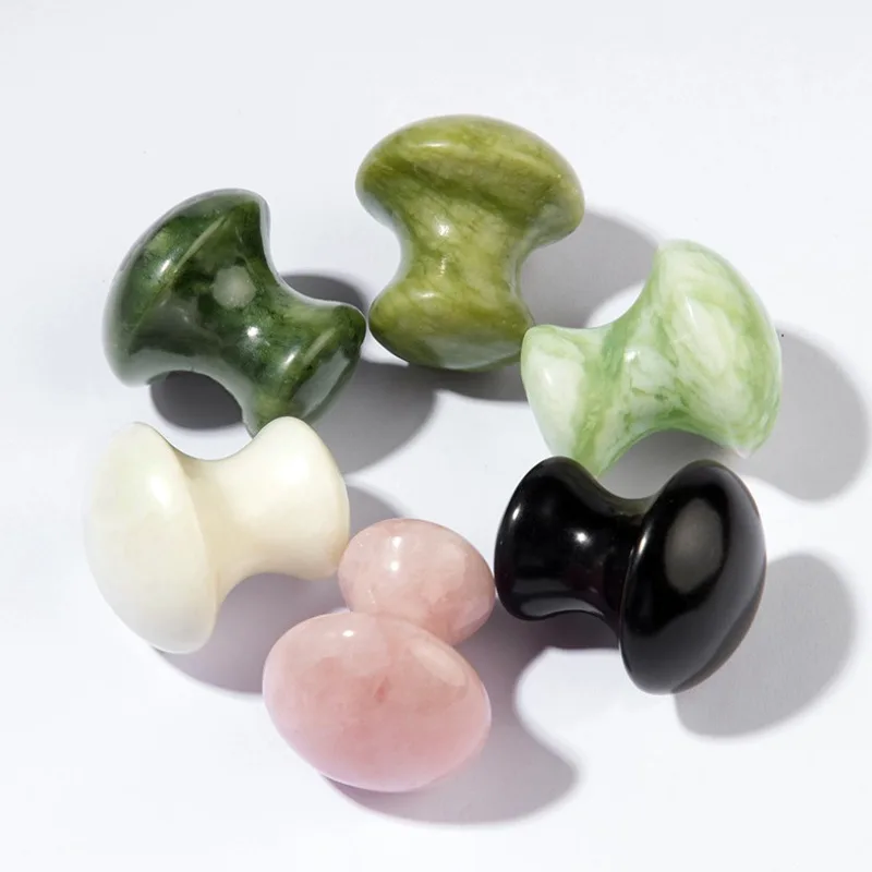 1PCS Natural Green Quartz Stone Mushroom Shape Massager Facial Massage Eye Neck Care Acupoint Meridian Health Beauty Tools