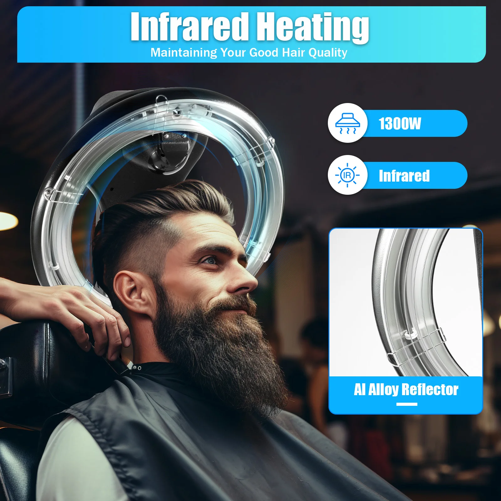 Orbiting-Secador de cabelo infravermelho para residências, 3 em 1, aquecimento infravermelho rotativo, 360 °, 95 ° C a 176 ° C, 1000 W, 1300W, salão de cabeleireiro