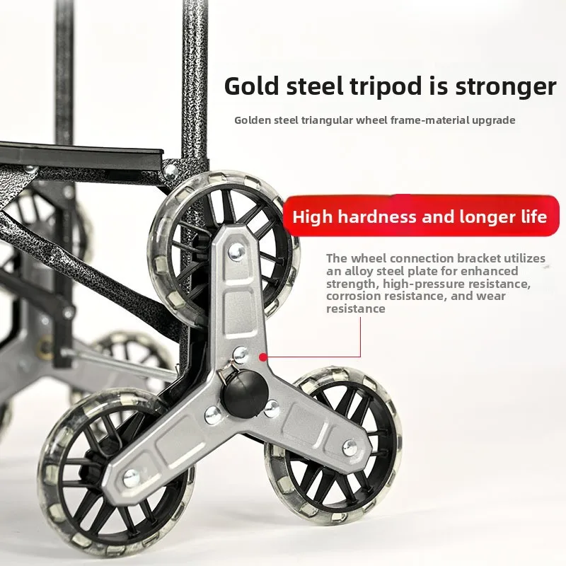 Stair Climbing Shopping Cart Folding Trolley Hand Pull Portable Groceries Seniors Shopping and Storage Cart Buy Groceries Cart