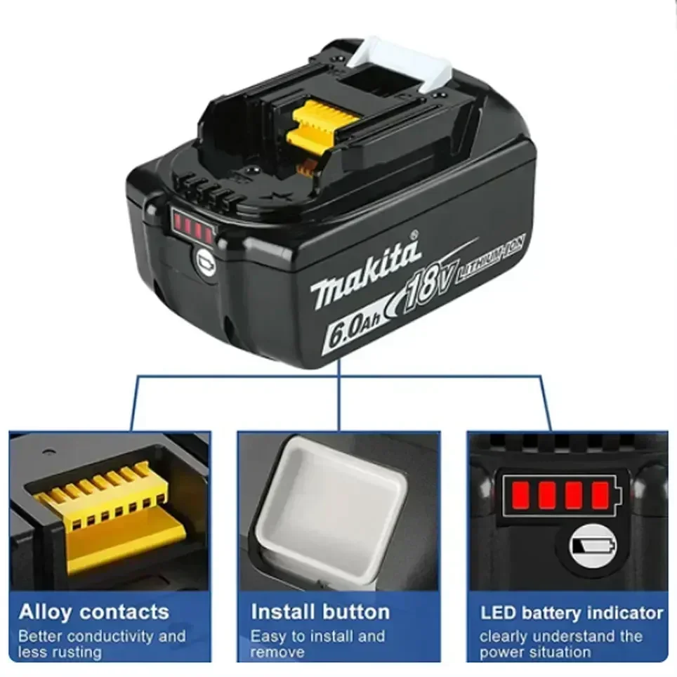 Batterie aste Makita, 5,0 Ah, 18V, adaptée pour Makita BL1840, BL1830, BL1830B, BL1850, BL1850B, batterie pour outil électrique d'origine