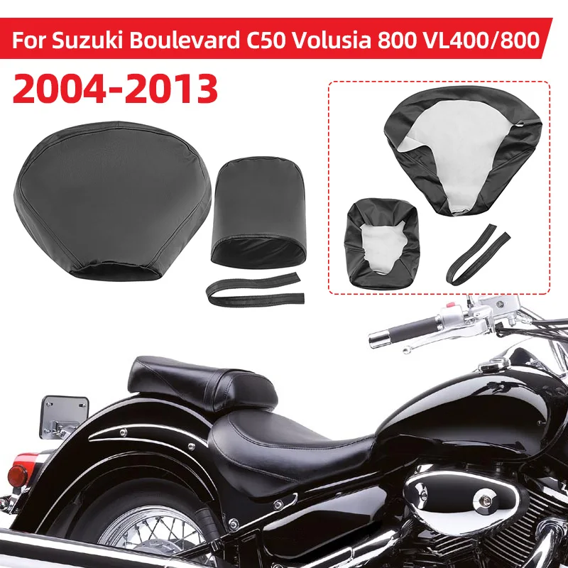Motorcycle PU Leather Seat Cushion Cover Protector Wear-resisting Waterproof For Suzuki Boulevard C50 VL400 VL800 2004-2013