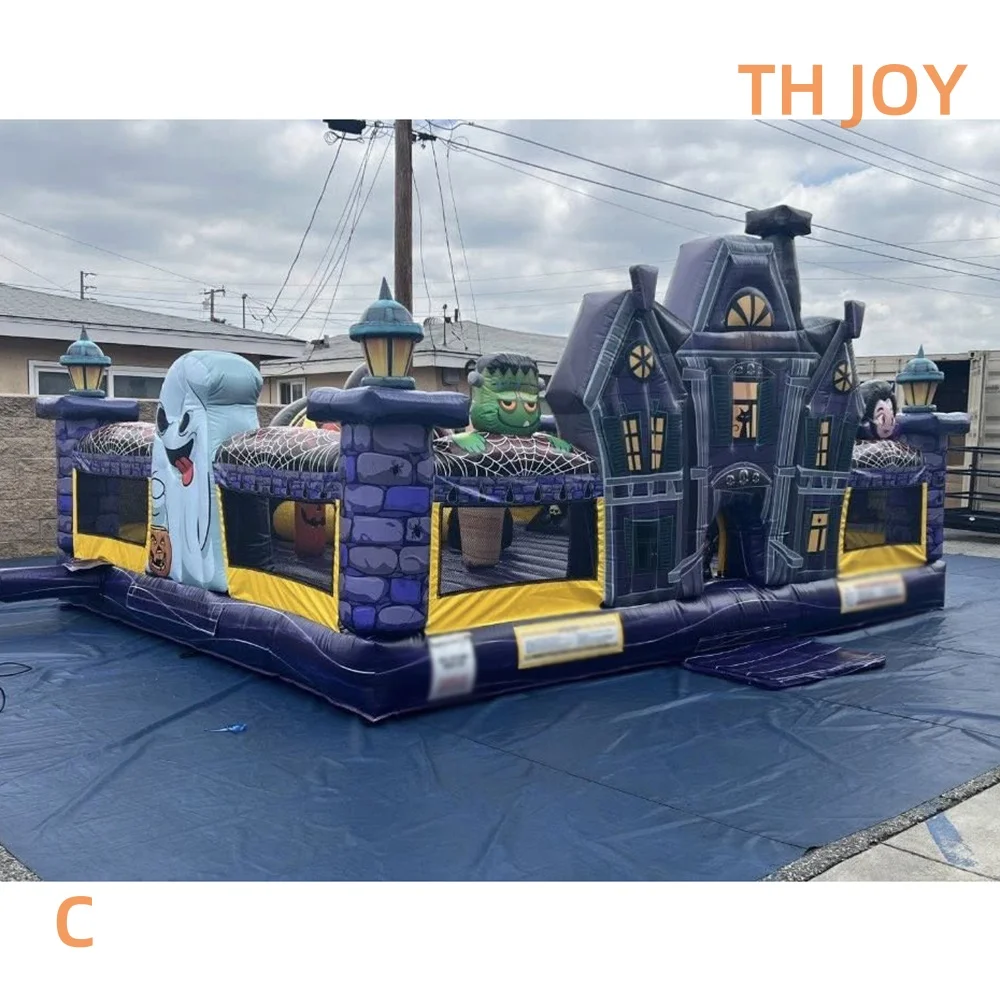 Par navire à porte, nouvelle maison hantée, château gonflable commercial, aire de jeux gonflable pour Halloween, pour fête, 2025