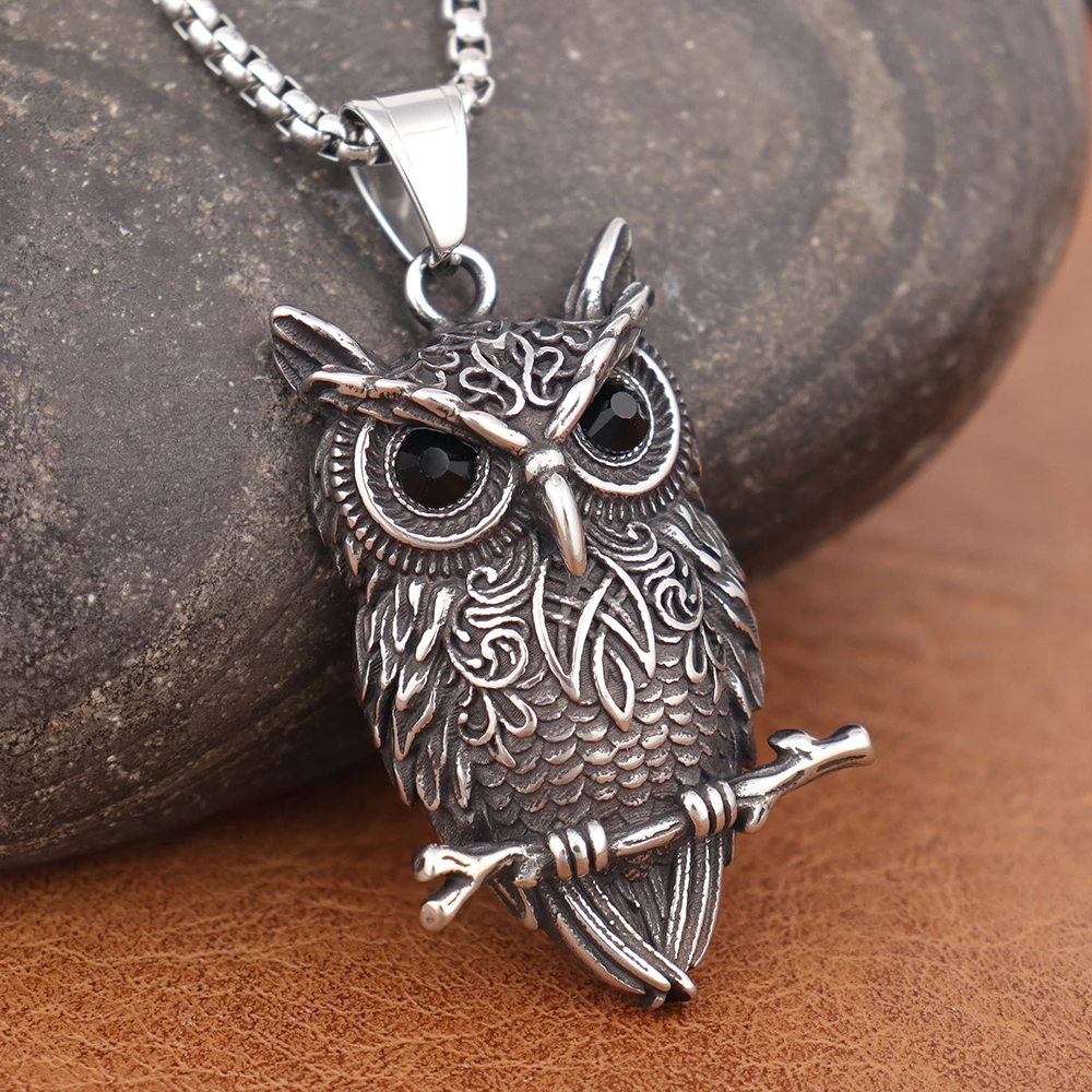 Mode Eule Anhänger Kette Punk Hip Hop Viking Tier Halsketten Amulett für Männer Frauen Charme Edelstahl Schmuck Dropshipping
