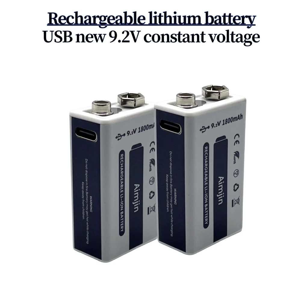 9V battery mini USB rechargeable battery 1800mAh 9V lithium-ion multimeter microphone toy remote control KTV using battery