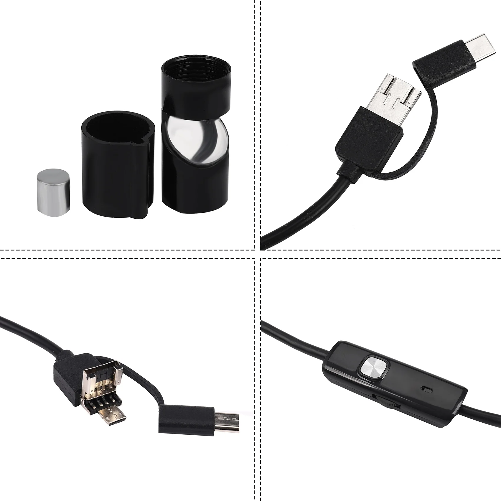 3-In-1 Industrial Endoscope Borescope Inspection Camera Built-In 6 Leds IP67 Waterproof USB Type-C Endoscope For Android Smartph