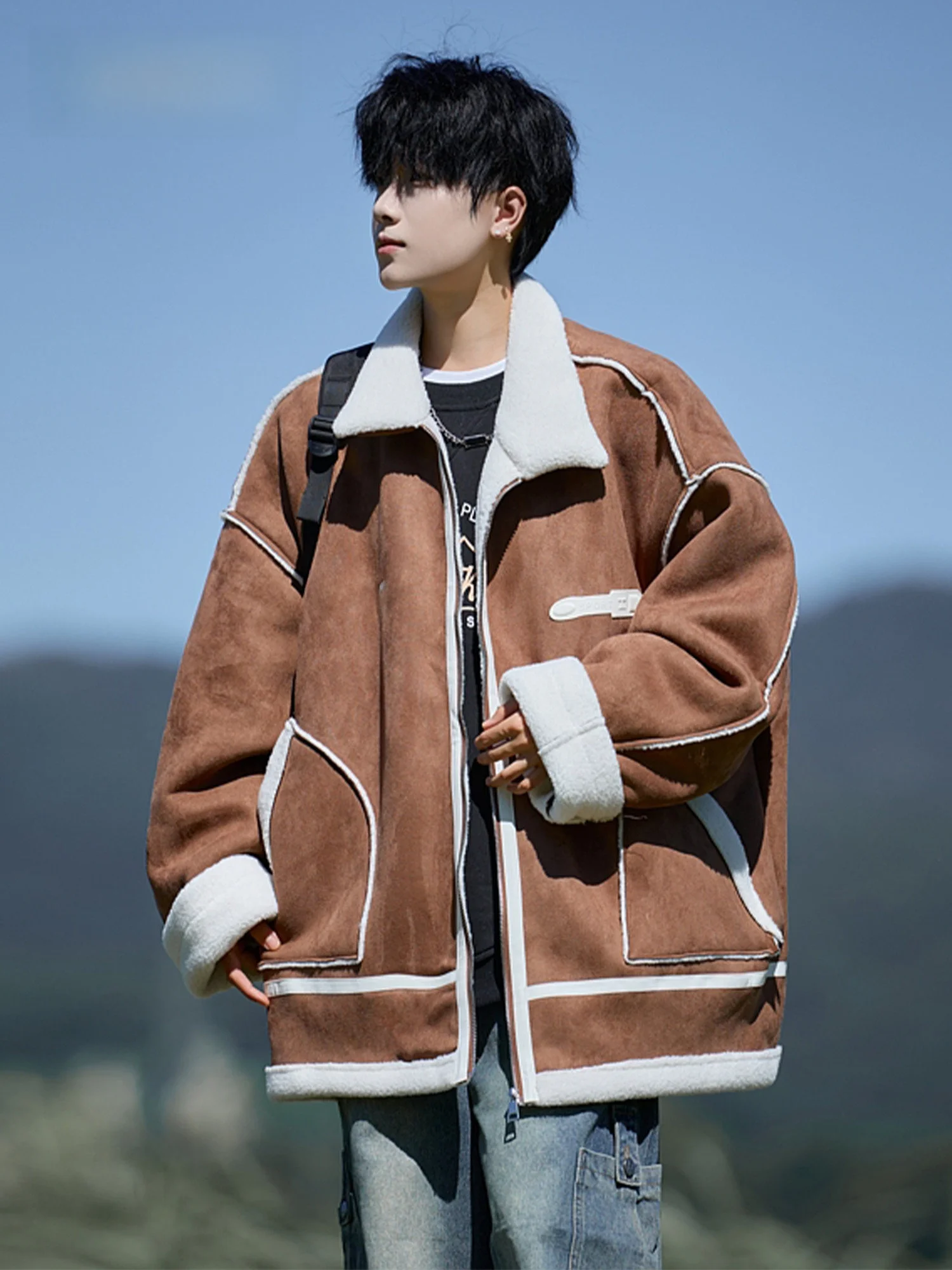 

Мужская зимняя теплая куртка Puffy Brother из замши и хлопка, свободного кроя, больших размеров, на молнии, молодежный стиль