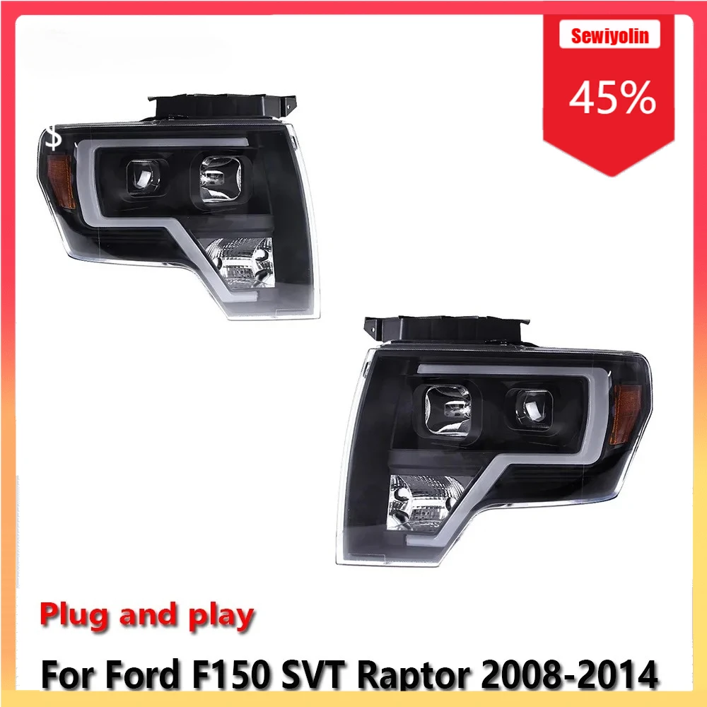 

Автомобильные фары, светодиодные автомобильные детали для Ford F150 SVT Raptor 2008-2014, противотуманные фары DRL, стоп-сигнал поворота, лампа Plug and Play