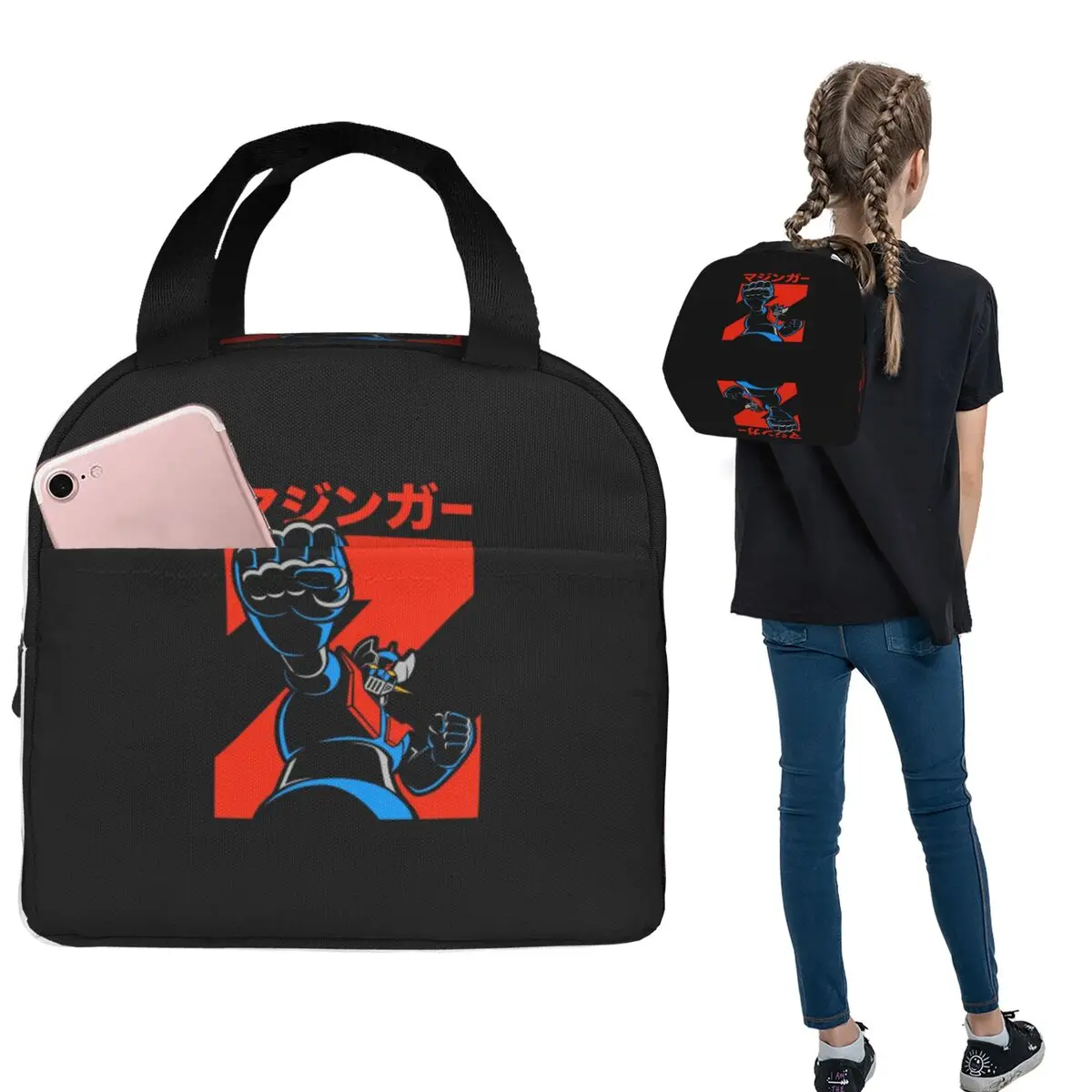 Mazinger Z Goldorak Actarus Grendizer Mask Insulated Lunch Bag for Women Kids Portable Food Boxes Thermal Lunch Box Tote