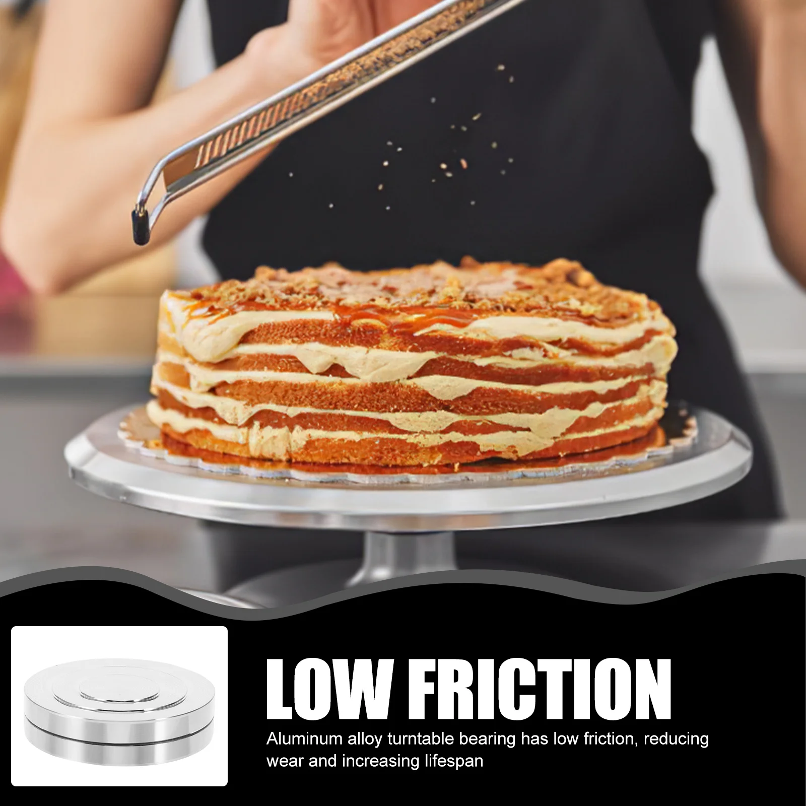 

Aluminum Alloy Turntable Bearing Rotating Tray Base for Cake Display Smooth Surface Low Friction Long Lifespan Stable Support