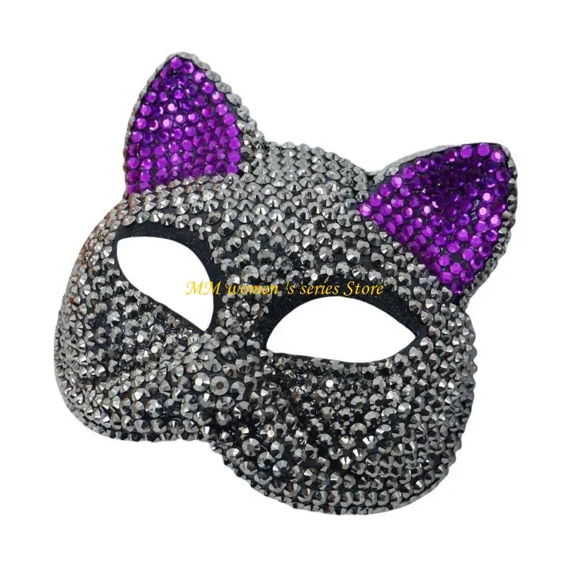 

Q39C Rhinestones Decoration Masquerade Mask Half Face Mask Halloween Cosplay Mask For Women Men Cosplay Party Photography