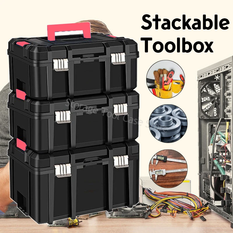 Multiple Specifications Toolbox Double Layer Tools Storage Box with Handle Portable Stackable Tool Box Large Hard Case Organizer