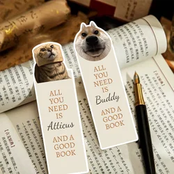 30PCS Cat Dog Quirky Emoji Bookmarks Decorative Student Office Supplies Reading Book Labeling Card Page Clip DIY Message Card