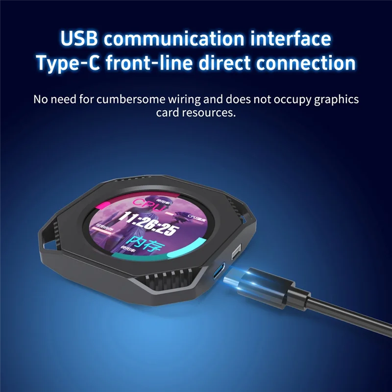 

New-Dr21 Visual 2,1-дюймовый USB-экран с водяным охлаждением, компьютер, мониторинг «сделай сам», динамический тип C, дополнительный дисплей, редактируемый экран, белый