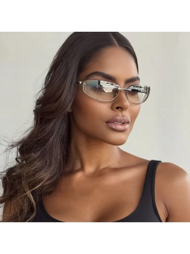 AliExpress ZRGAE Sunglasses Woman 2025 Oval Rimless Y2K Luxury Sunglasses Retro Premium Look Sunglasses Outdoor Cycling Driving Glasses