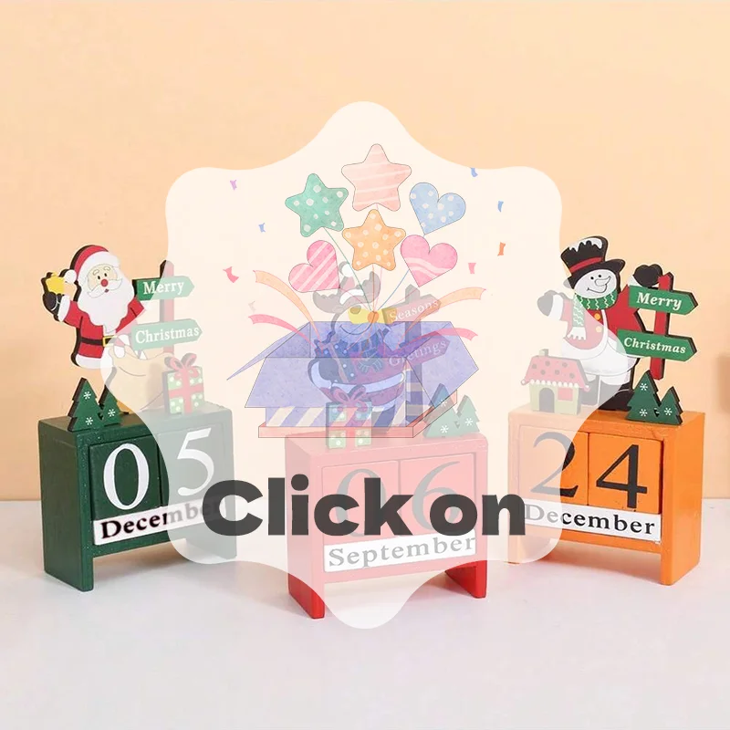 

Деревянный рождественский календарь обратного отсчета Санта-Клаус Снеговик DIY для настольных украшений Праздничный праздничный домашний декор Рождественские подарки для детей