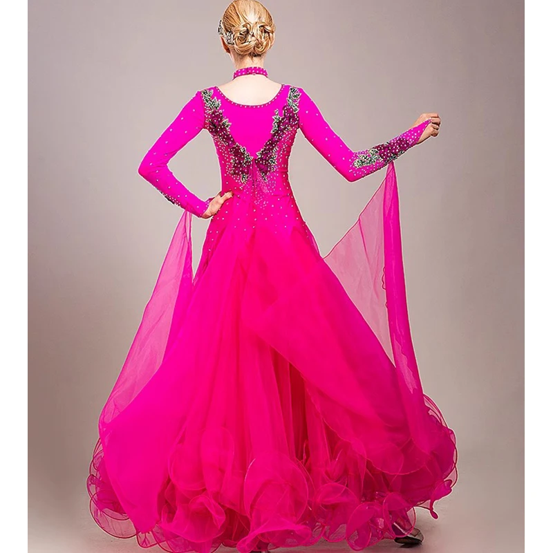 Diamond Studded Modern Dance Performance Costume Ballroom Waltz Jazz Dance National Standard Dance Big Swing Dress Stage Outfits