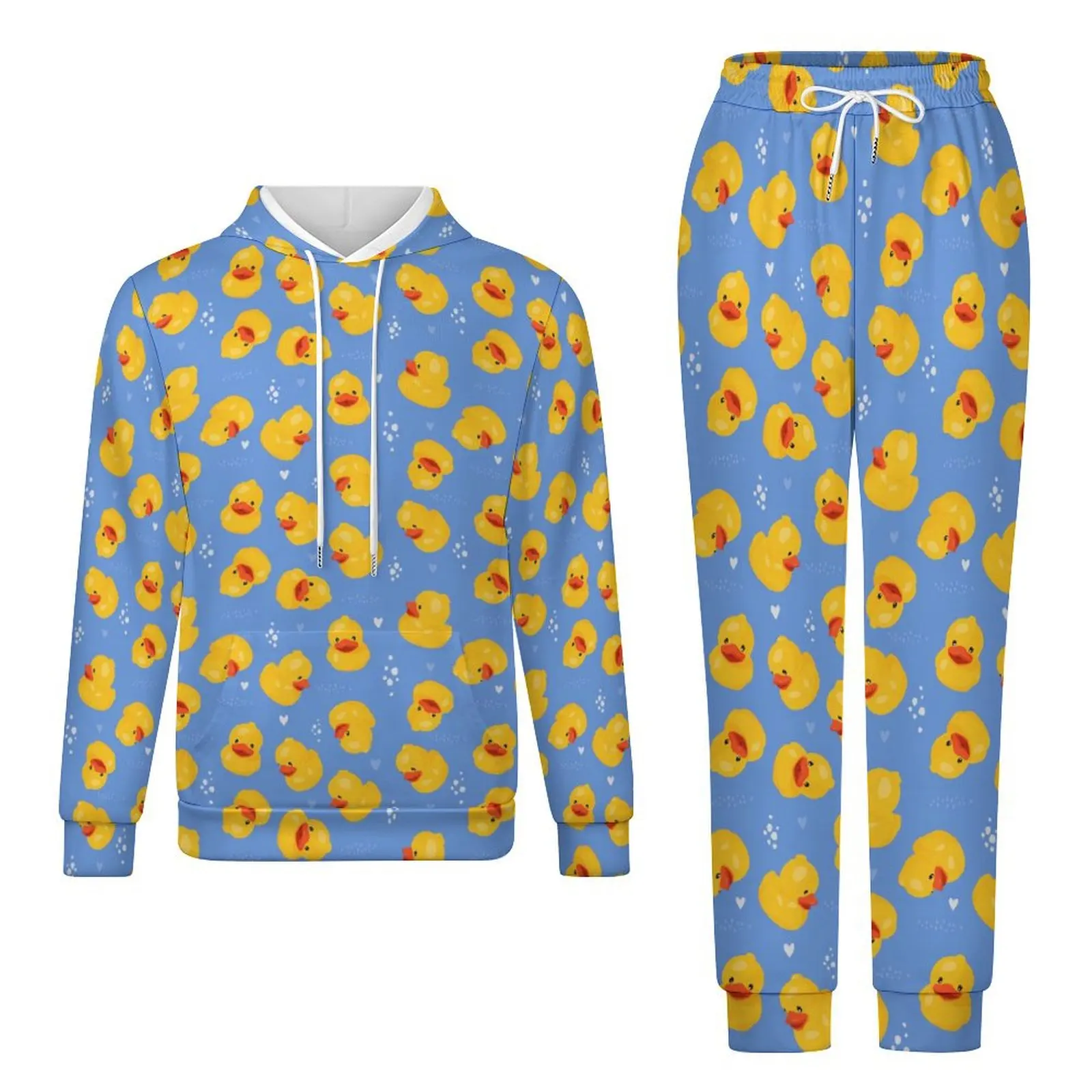 Autumn Yellow Duck 3D Printed Hoodie Suit Men Sweatshirts Sweatpants Casual Fashion Two Piece Tracksuit Set Men\'s Clothing