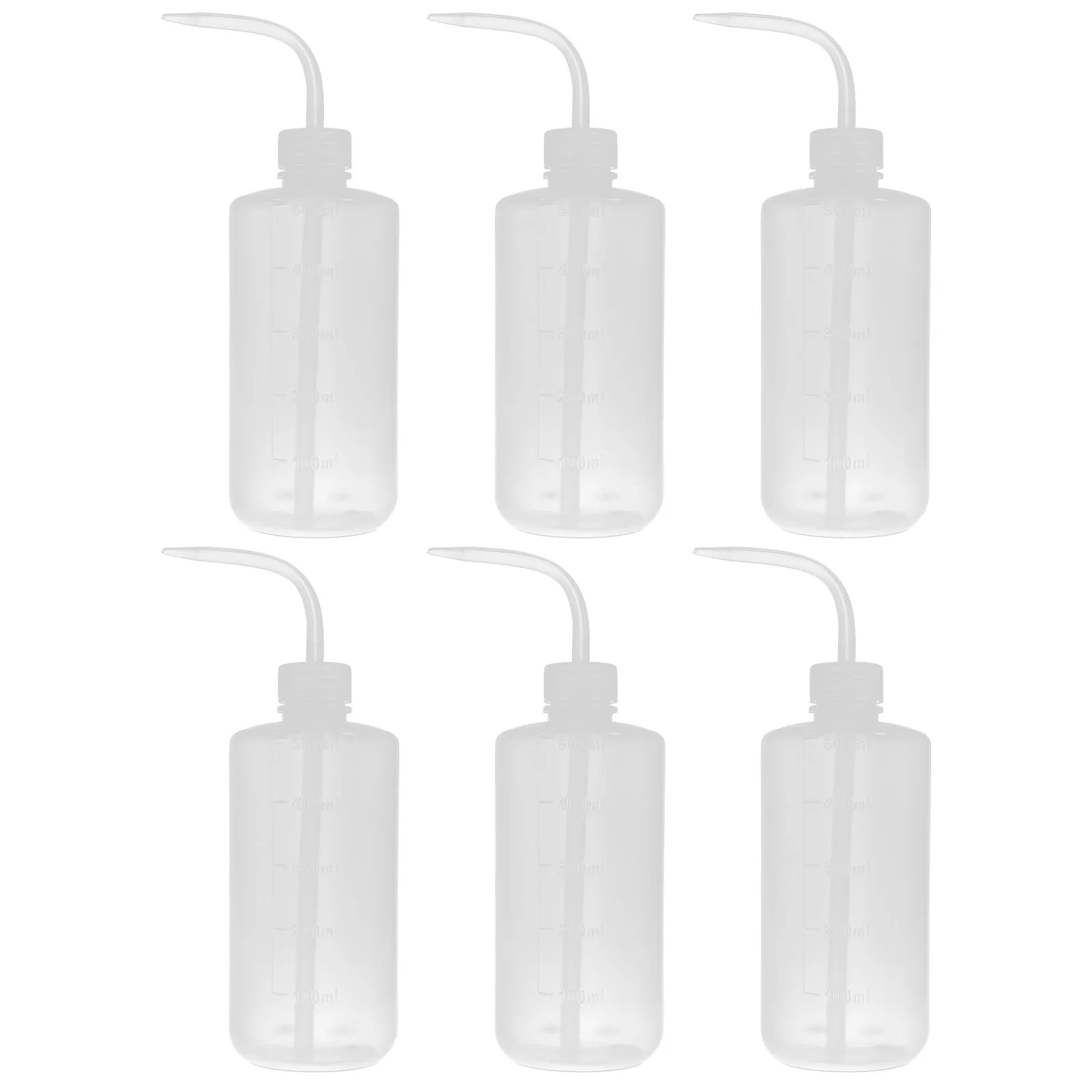 

6pcs 500ml Plastic Scale Wash Bottle Squeeze Refillable Lab Cleaning Bottle Nozzle Tip Storage Shampoo Lotion Hair Dye