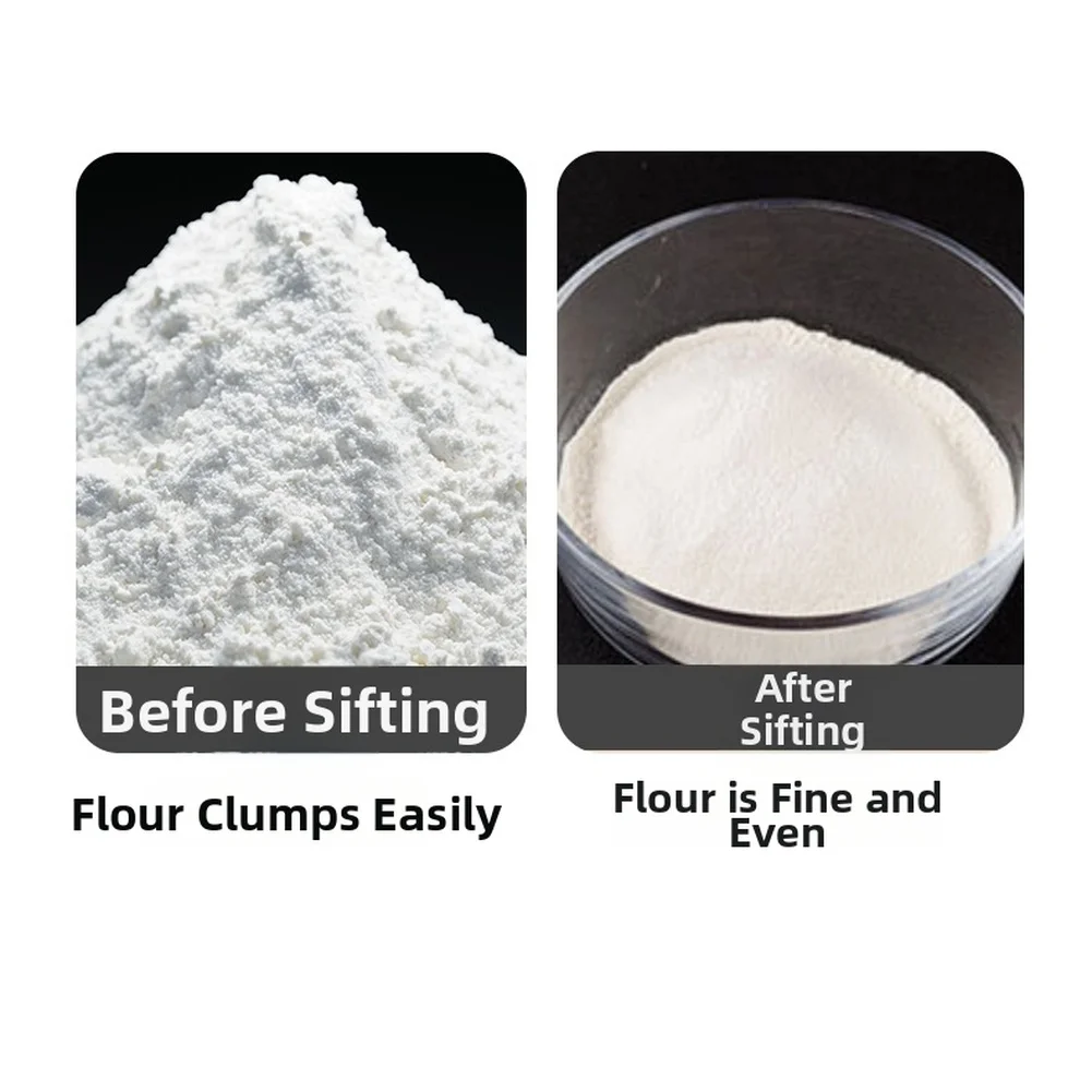Flour Sieve with Precision Fine Mesh Stainless Steel Construction for Even Distribution of Dry Baking Ingredients
