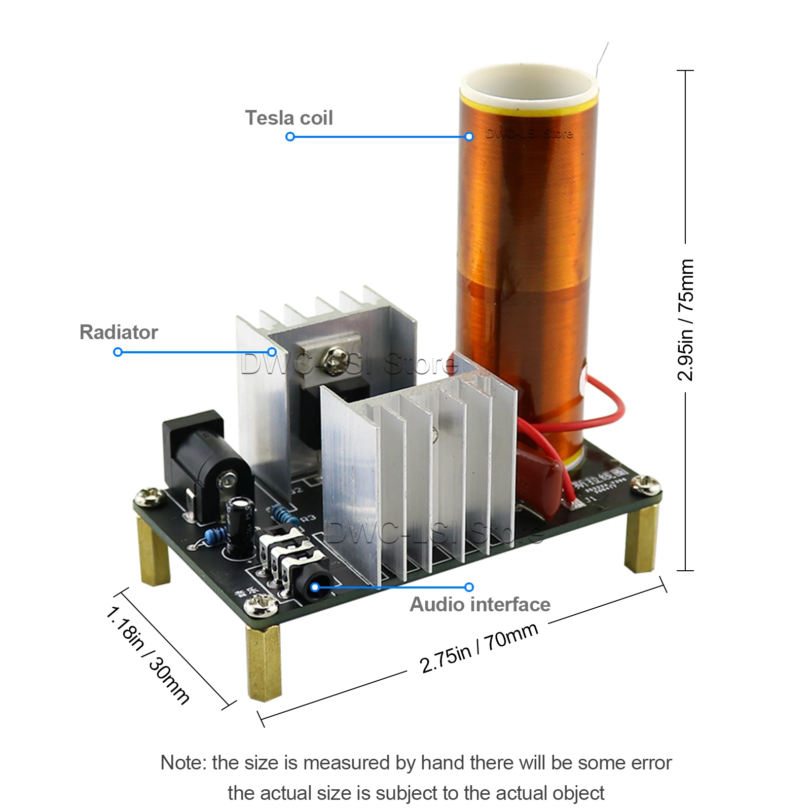 1 Set Mini Tesla Spule Kit 15 W Mini Musik Tesla Spule Plasma Lautsprecher Tesla Drahtlose Übertragung DC 15-24 V DIY Kits