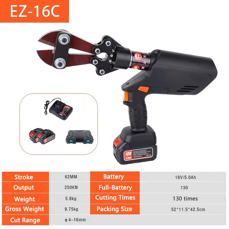 EZ-16C Rechargeable Electric Hydraulic Steel bar Cutter Handheld Steel bar Shear Portable Rebar Cutting Pliers Rebar Scissors
