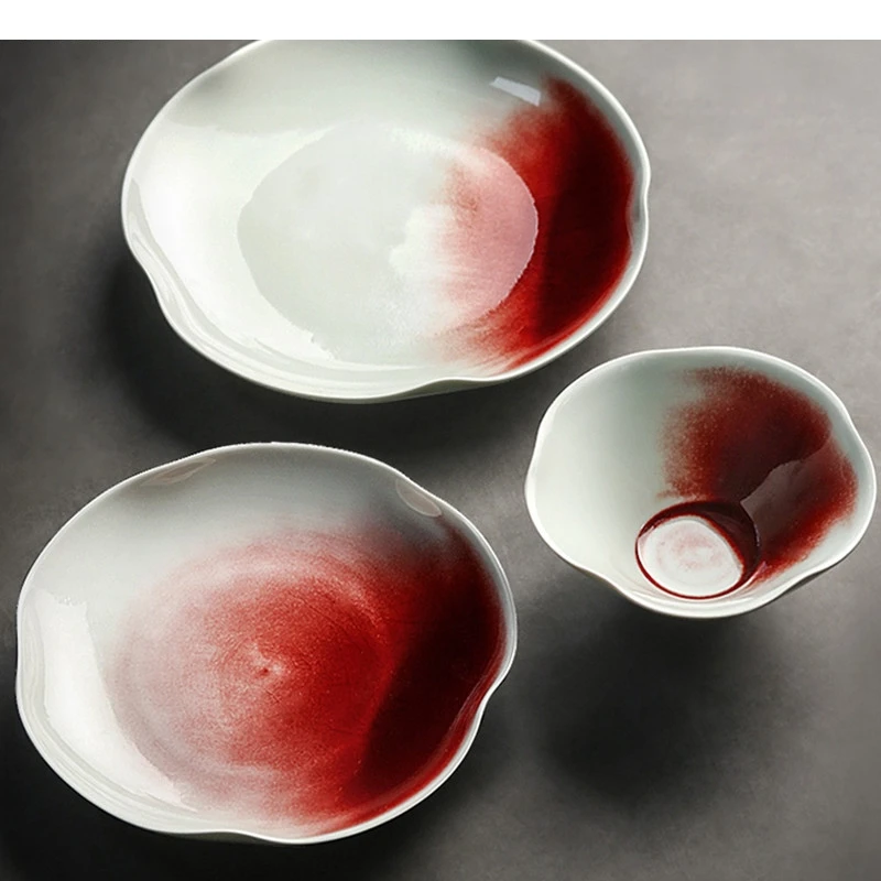 Petal Ceramic Plate Dinner Nordic Restaurant Dessert Decor Home Steak Salad Tableware Bowl Dish Set