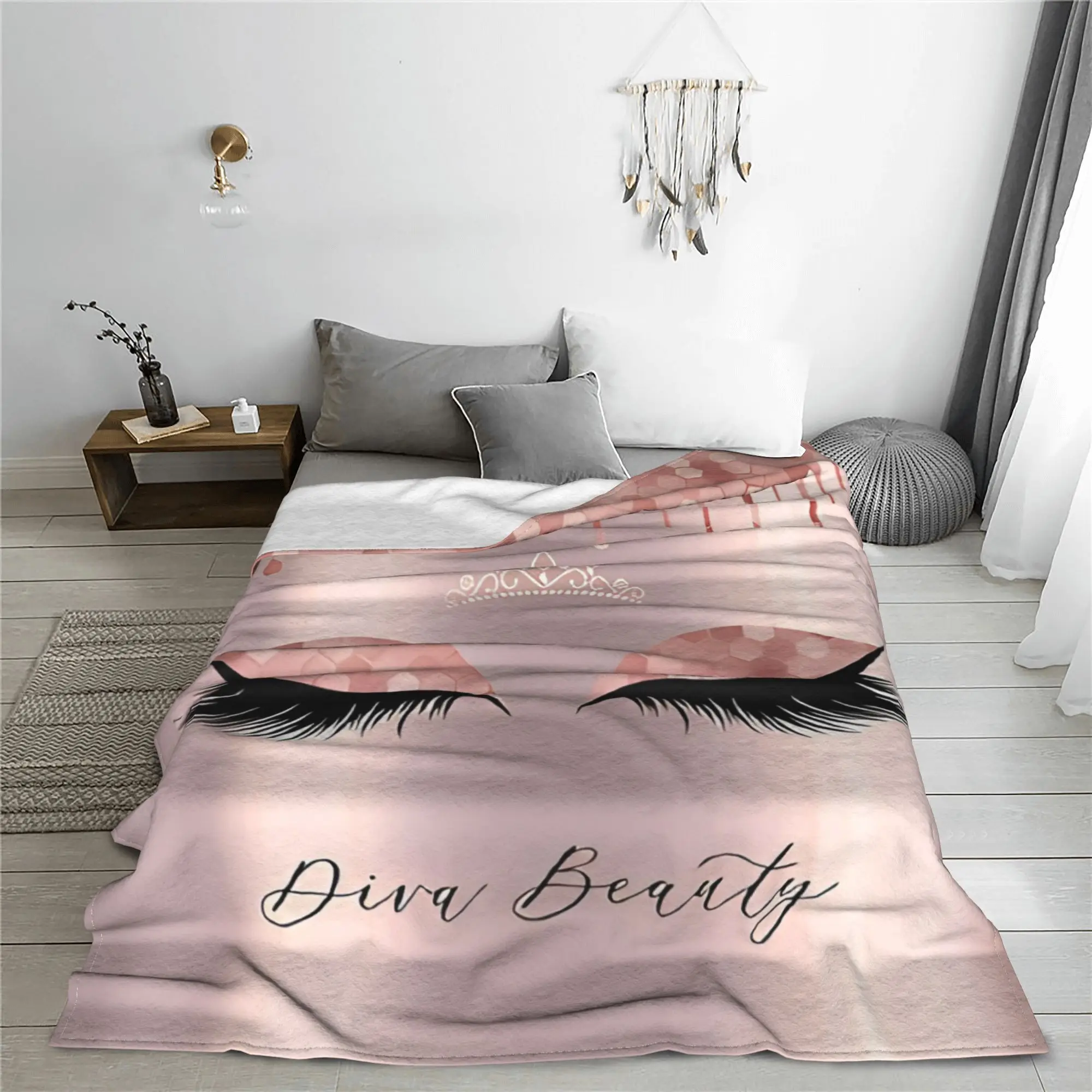 Closed Eyes Beauty Eyelash Blankets Flannel Spring Autumn   Multifunction Super Soft Throw Blanket for Home Bedroom Quilt