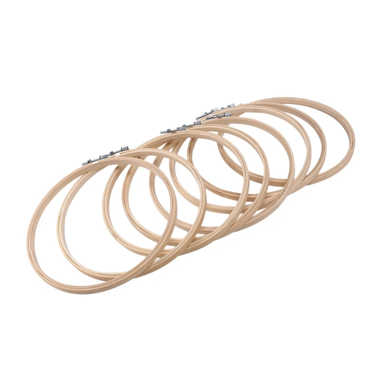 أطواق التطريز 8 قطع 8 بوصة أطواق التطريز الخشبية المستديرة قابل للتعديل من الخيزران على شكل دائرة