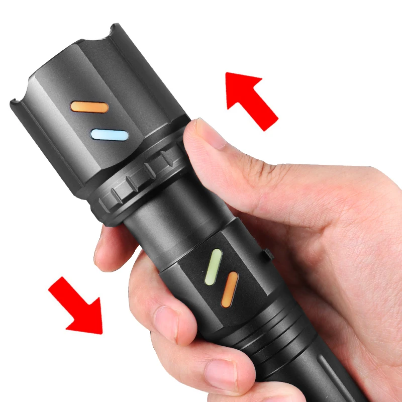 new product White laser digital display color fluorescent dual lens focusing long-range outdoor strong light LED flashlight