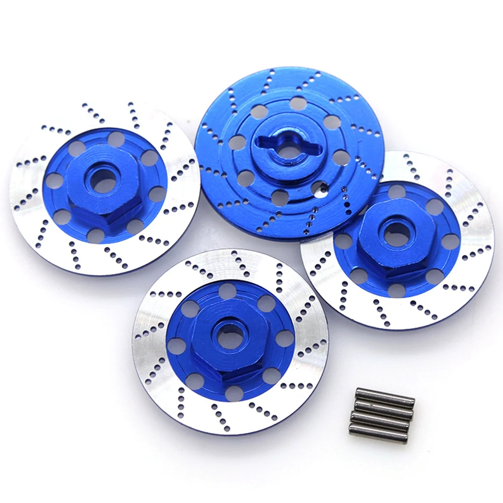 4PCS Metal Brake Disc Wheel Rim Box Metal Hex Adapter 12mm for 1/10 Sakura D4 On-Road Racing RC Car Parts,Navy Blue