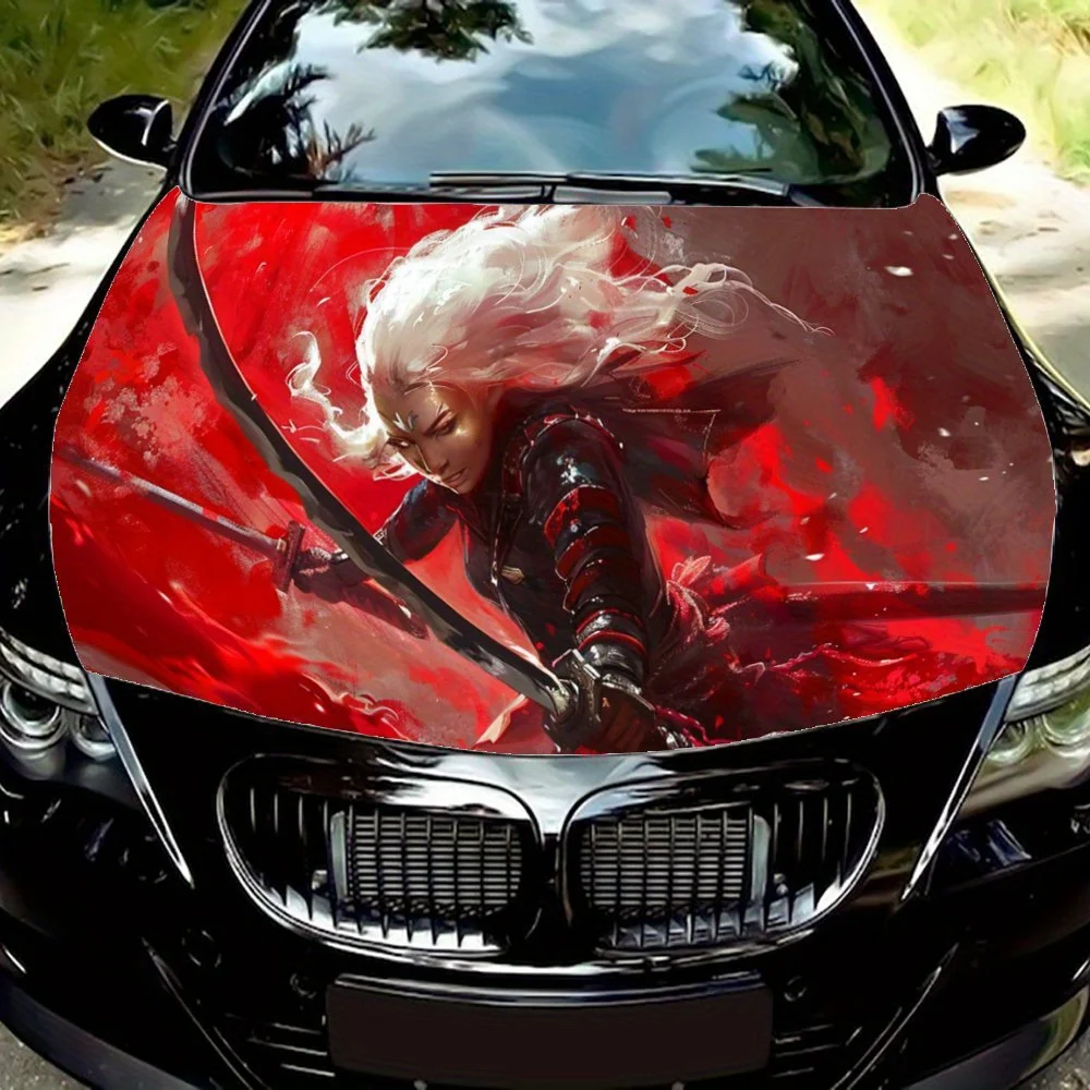 

Rimson Blade Dancer in The Storm of Scarlet, виниловые обертывания для автомобиля, наклейка на капот двигателя, устойчивая к брызгам, легко снимается, прочная