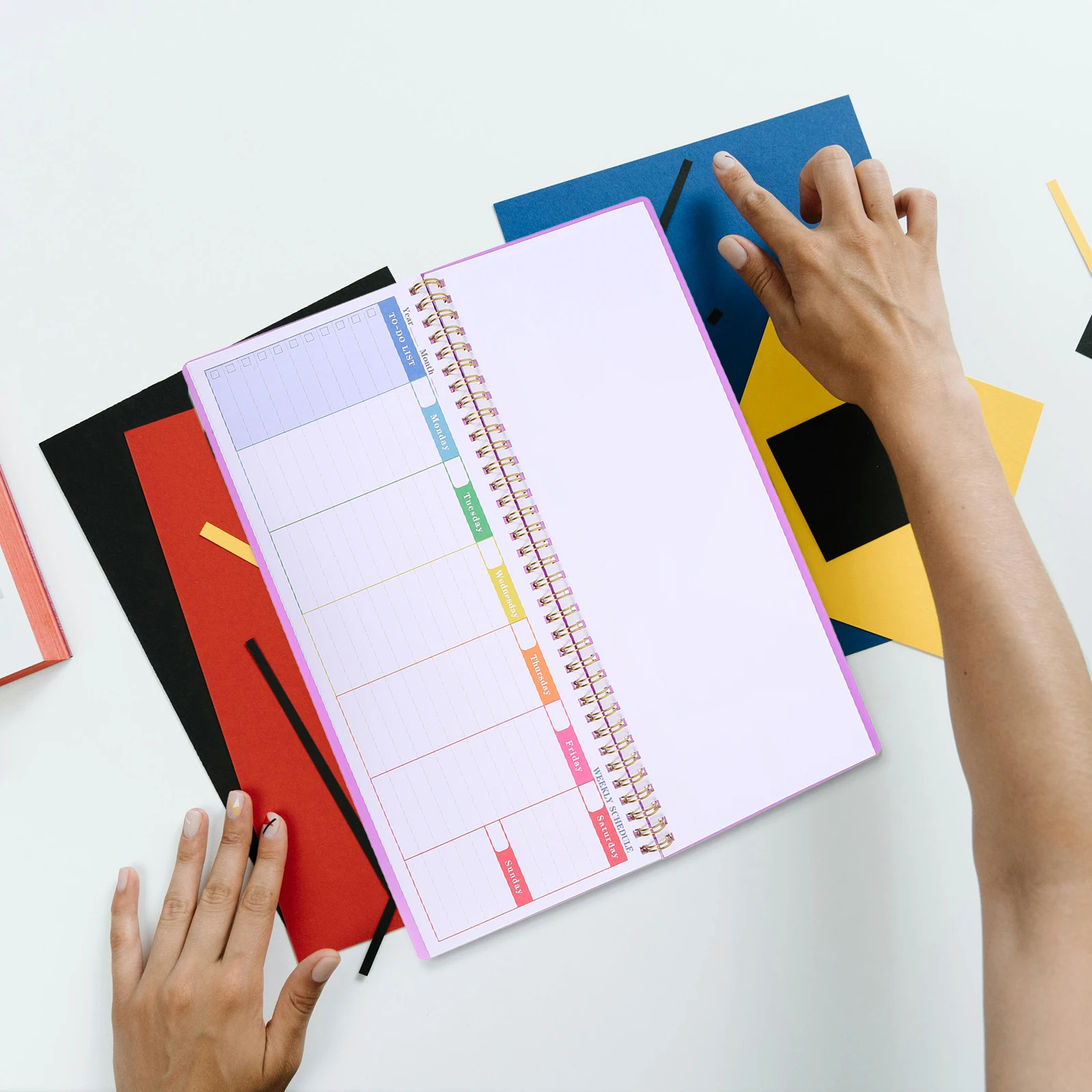 

Undated Weekly Planner Notepad Horizontal Layout Desk Planner Schedule Organizer Notebook Ink Resistant Paper Daily Hourly Work
