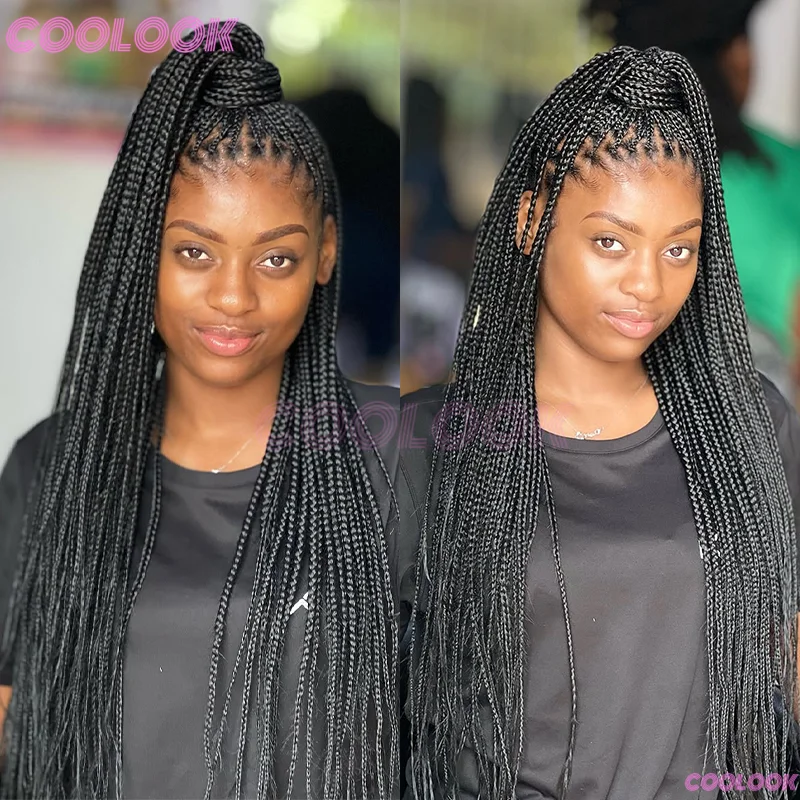 36 "الاصطناعية عالية الكثافة الدانتيل الباروكات للنساء كورنو صندوق الضفائر HD الدانتيل الباروكات للبيع #2