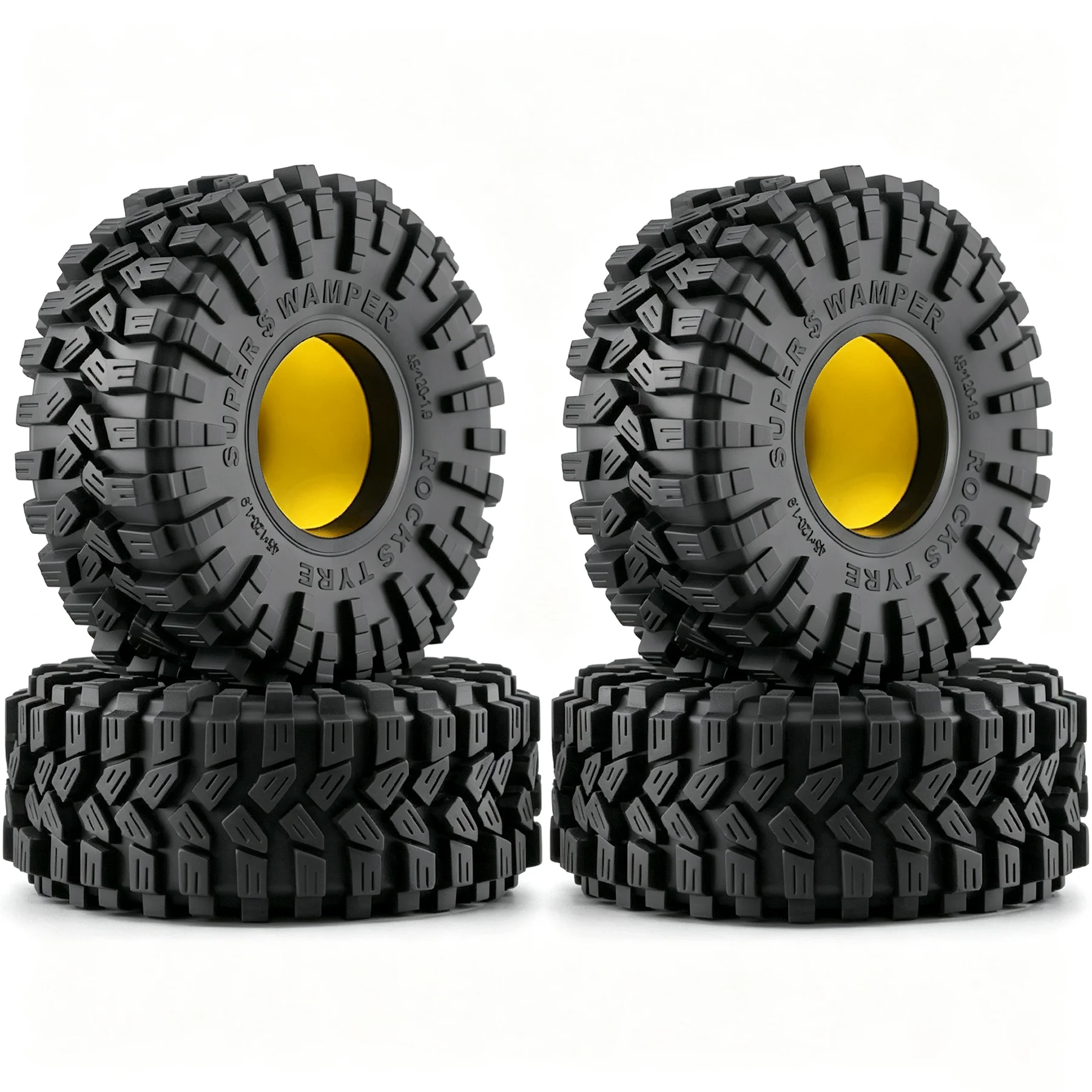 1.9'' Crawler Mud Slingers Grappler Tires OD 4.65'' With Super Soft Foam Iiner For 1/10 Crawler Car TRX4 D90 SCX10 II TF2 Gen8
