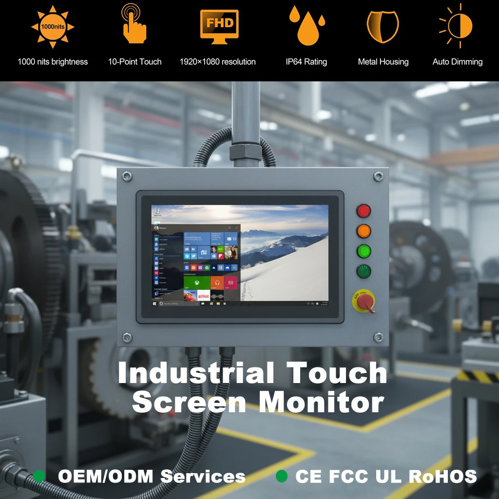 New LILLIPUT 15.6 Inch Industrial HMI Touch Screen Monitor 10-Point 1000nits High Brightness IP64 Metal/VGA/AV 16:9 Display