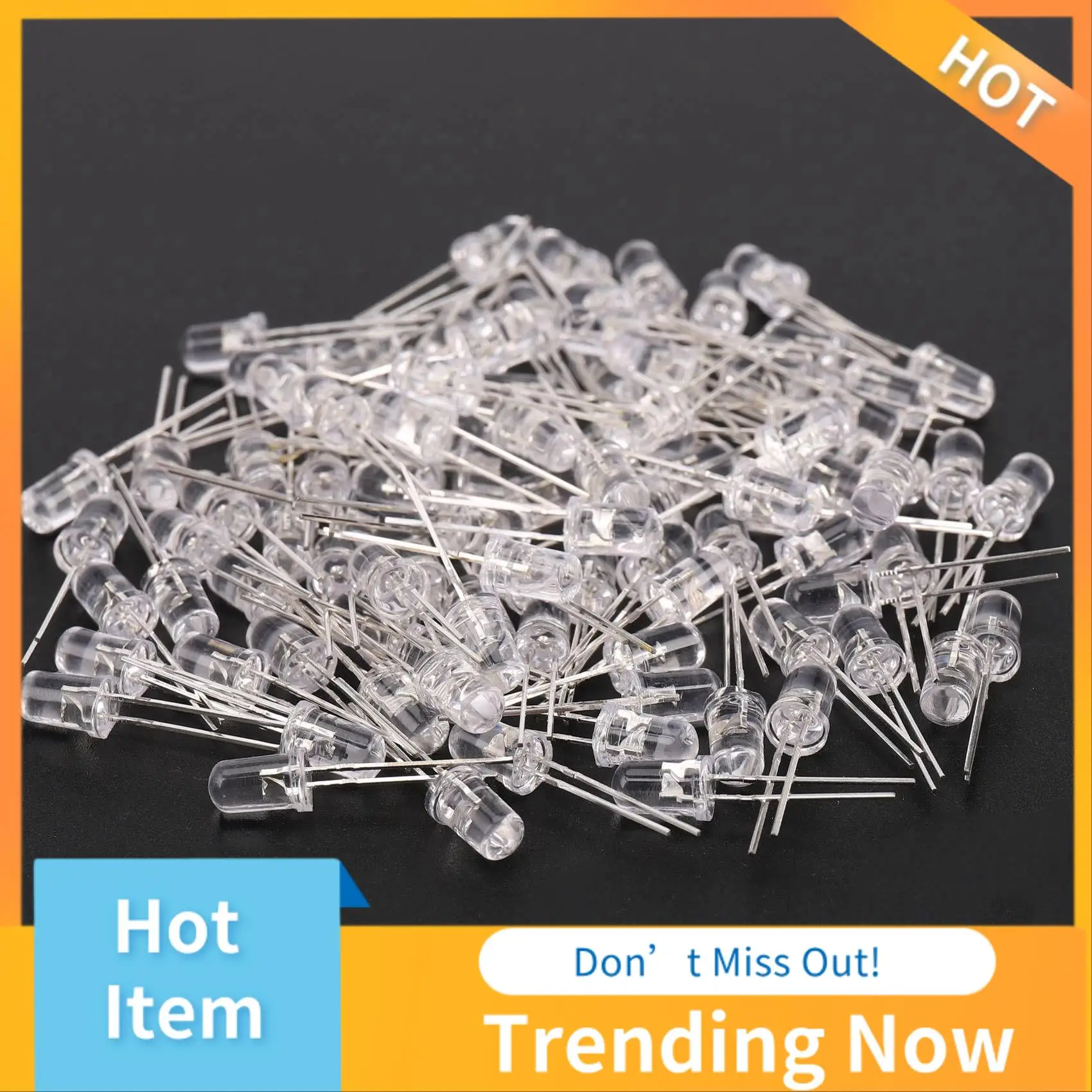 B68A 100 Pcs 5Mm White LED Diode Lights DC 3V 20Ma Bulb Lamps Electronics Components Light Emitting Diodes