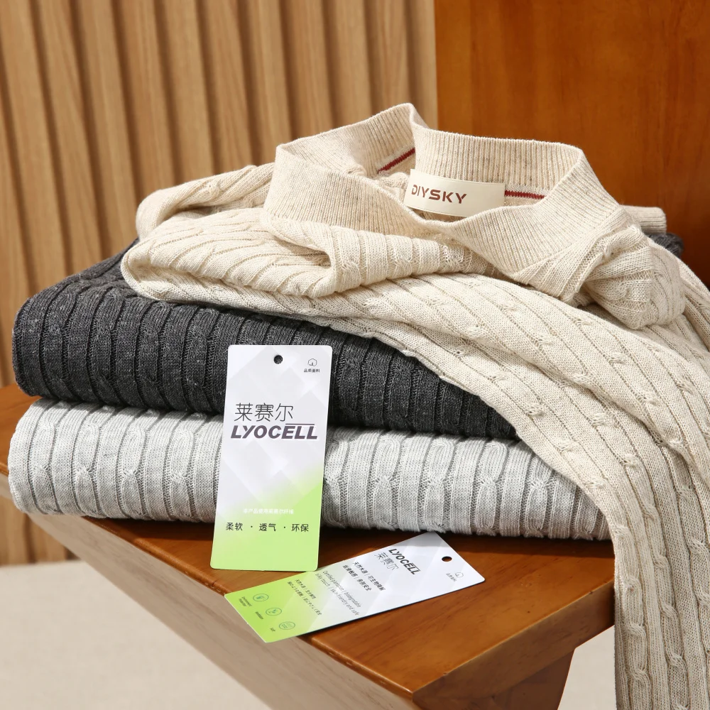 

Laoqian Style Loose Luxury Summer Men's Linen Knitted Short Sleeve T-Shirt Simple Top Twist Knitwear Breathable Comfortable