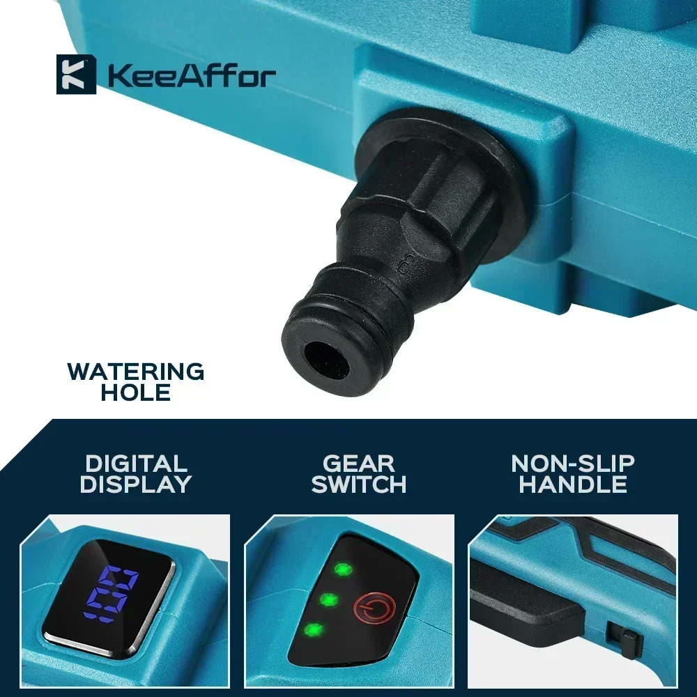 KEEAFFOR 250Bar 3500W Brushless High Pressure Water Gun 6-in 1 Cordless Rechargeable Car Washing Gun for Makita 18V Battery