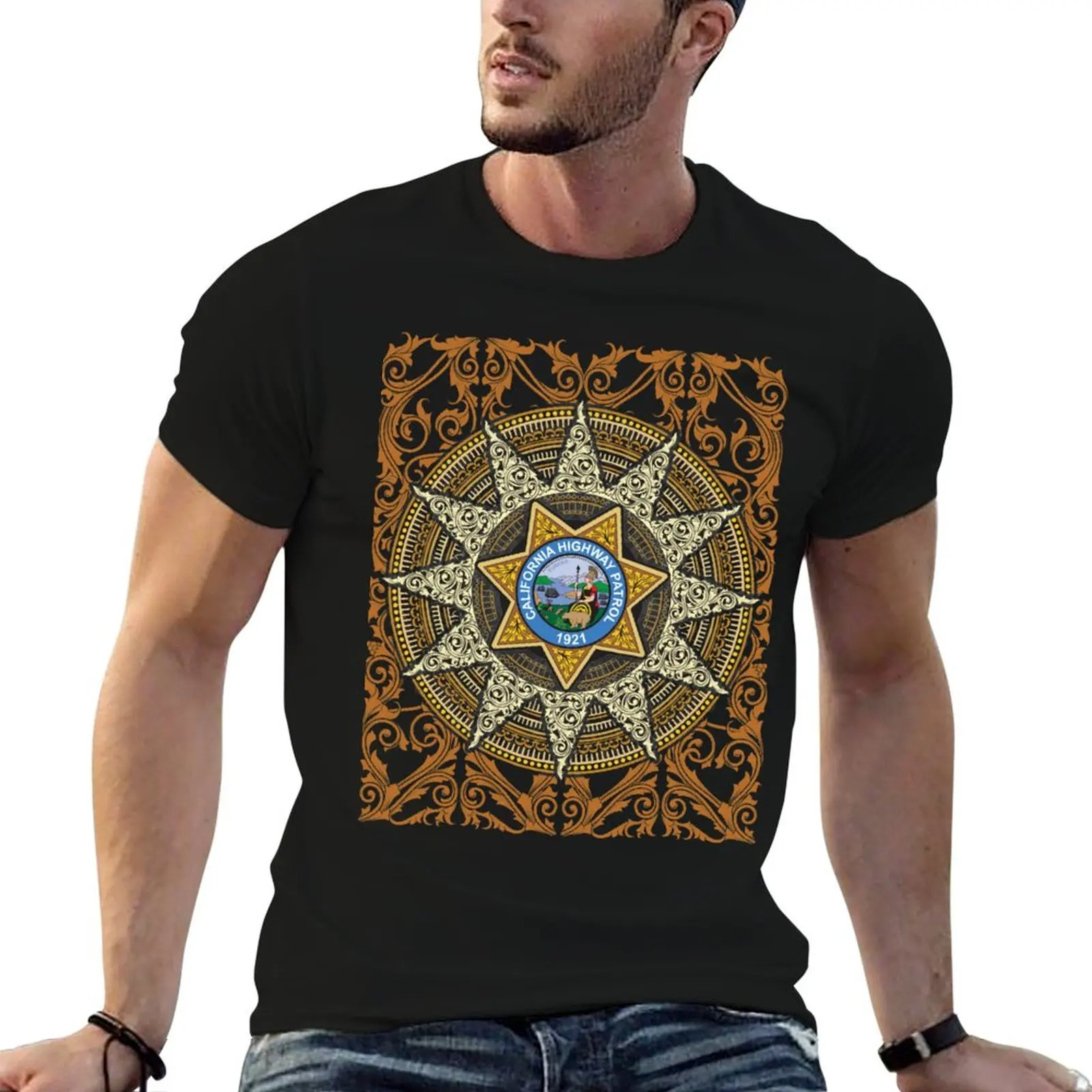 California Highway Patrol Vintage Ornament T-Shirt Casual Daily Outfit T-Shirt