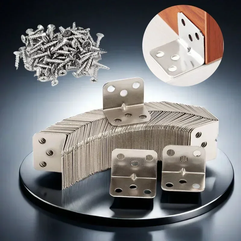 corner code with screws, right angle bracket, connectors for fixing furniture corners, Suitable for wooden tables and cabinets