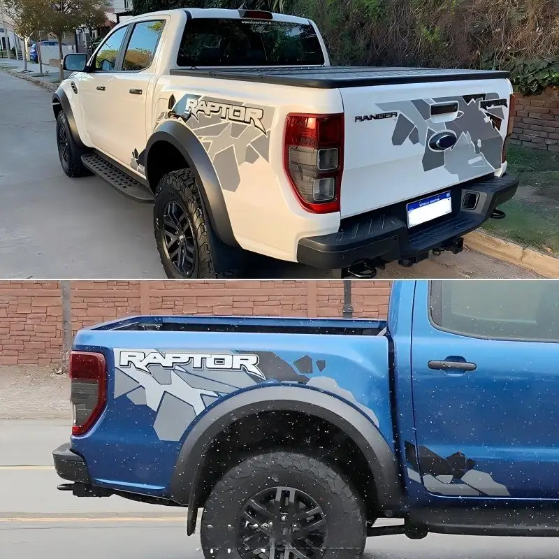 Car Body Decals Side Stripes Stickers For Ford Ranger Raptor Pickup Truck Wraps Off-Road Modified Exterior Styling Auto Accessor